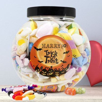 Personalised Halloween Trick or Treat Sweet Jar 