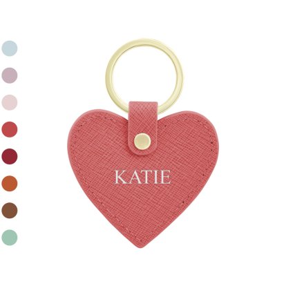 Personalised Hand Stamped Leather Heart Keyring