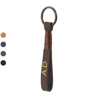 Personalised Hand Stamped Leather Keyring - Initials