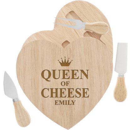 Personalised Heart Cheeseboard Gift Set - Queen