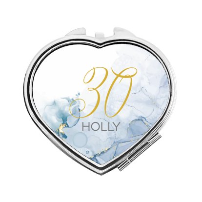 Personalised Heart Compact Mirror for Birthdays