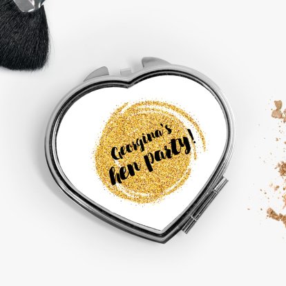 Personalised Heart Compact Mirror - Glitter Love