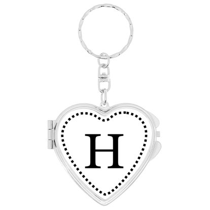 Personalised Heart Compact Mirror Keyring - Initial