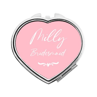 Personalised Heart Compact Mirror - Pink