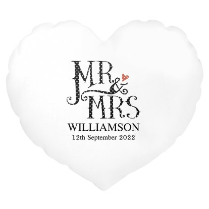 Personalised Heart Cushion Cover - Dotty Mr & Mrs