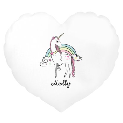 Personalised Heart Cushion Cover - Unicorn