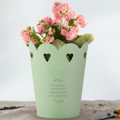 Perrsonalised Heart Cut Out Message Planter