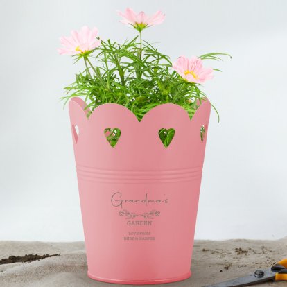 Perrsonalised Heart Cut Out Planter Bucket