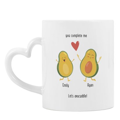 Personalised Heart Handle Mug - Let's Avocuddle 