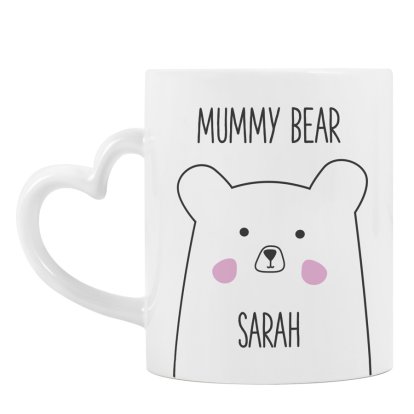 Personalised Heart Handle Mug - Mummy Bear