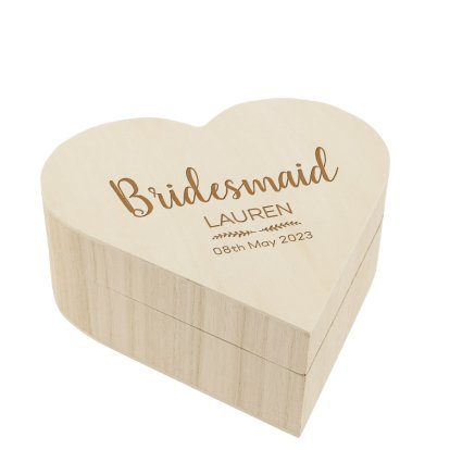 Personalised Heart Jewellery / Keepsake Box - Bridesmaid
