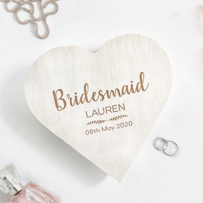 Personalised Heart Jewellery / Keepsake Box - Bridesmaid 
