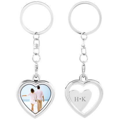 Personalised Heart Photo Keyring - Heart and Initials