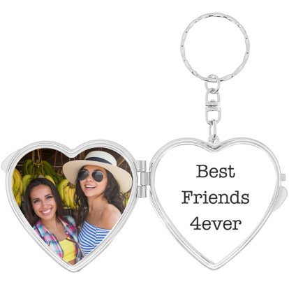 Personalised Heart Photo & Text Compact Mirror Keyring