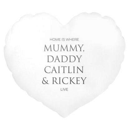 Personalised Heart Shaped Cushion Cover - Family