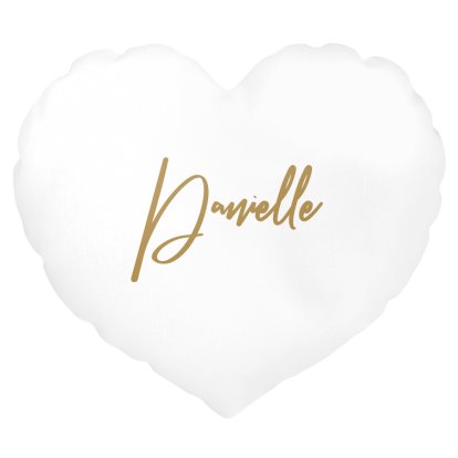 Personalised Heart Shaped Cushion Cover - Golden Name