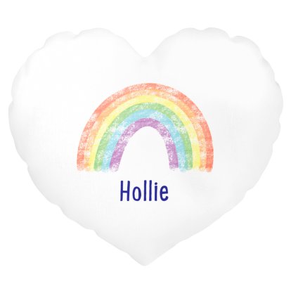 Personalised Heart Shaped Cushion Cover - Rainbow Design