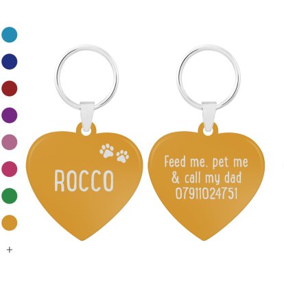 Personalised Heart Shaped Paws Pet Tag