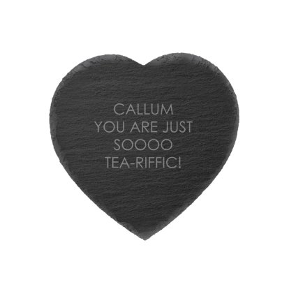 Personalised Heart Slate Coasters - Any Message