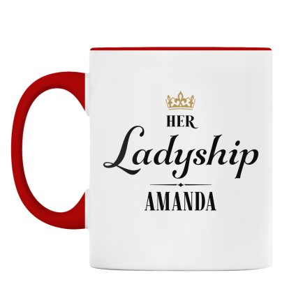 Personalised Her Ladyship Red Rimmed Mug