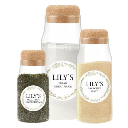 Personalised Herbs & Spices Glass Storage Bottles