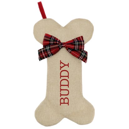 Personalised Hessian Christmas Stocking for Pets - Bone