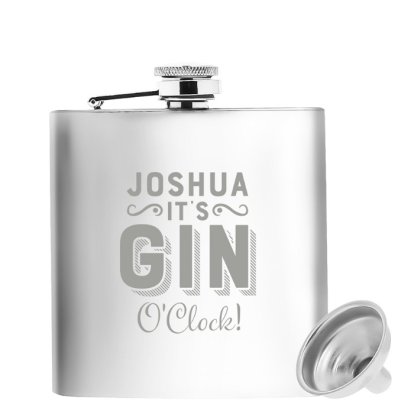 Personalised Hip Flask - It's Gin O'Clock!