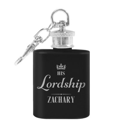 Personalised His Lordship Black Keyring Flask