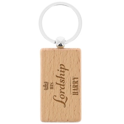 Personalised His Lordship Wooden Rectangle Keyring 