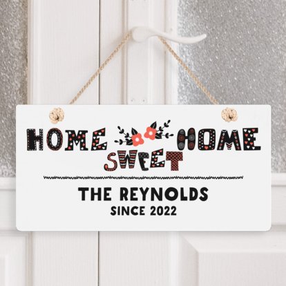 Personalised Home Sweet Home Wooden Hanging Sign 