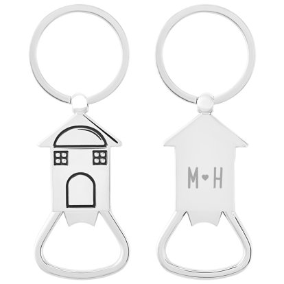 Personalised House Bottle Opener Keyring - Couple Initials