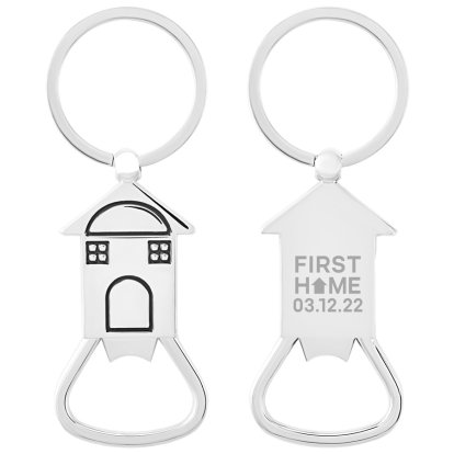 Personalised House Bottle Opener Keyring - First Home