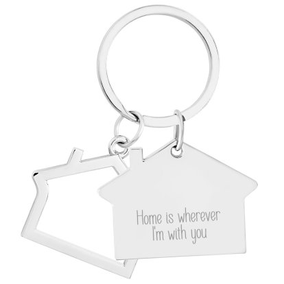 Personalised House Shaped Keyring - Home Is…