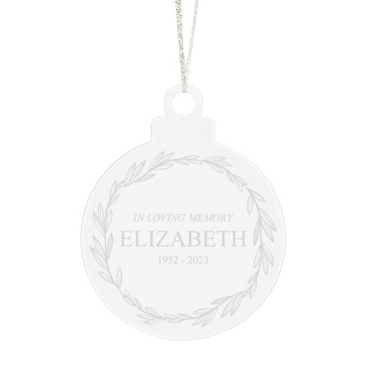 Personalised In Loving Memory Clear Bauble Decoration