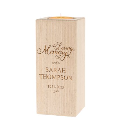 Personalised In Loving Memory Wooden Candle Holder