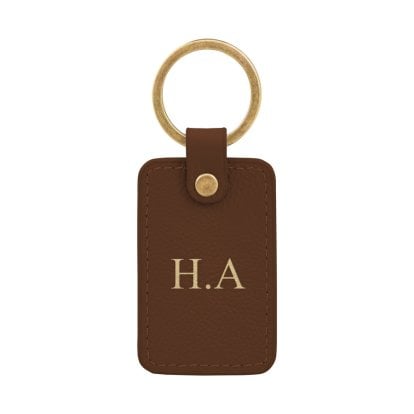 Personalised Initials Leather Keyring Tag