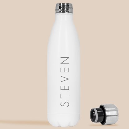 Personalised Insulated Water Bottle - Name -White 