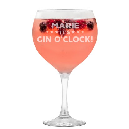 Personalised It's Gin O'Clock Gin Glass