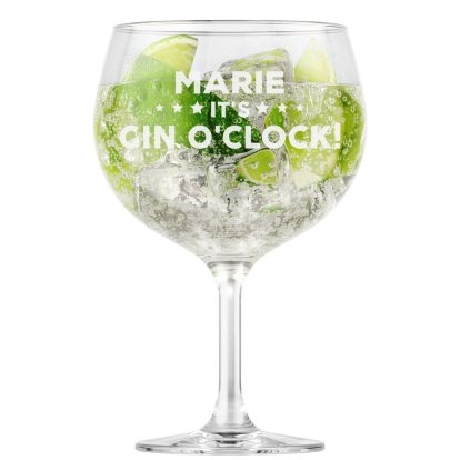 Personalised It's Gin O'Clock Gin Glass