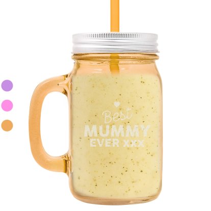 Personalised Jar with Straw - Best Mummy Ever