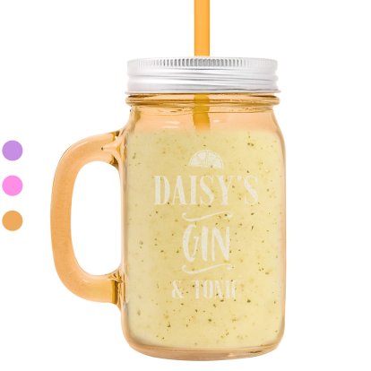 Personalised Jar with Straw - Gin