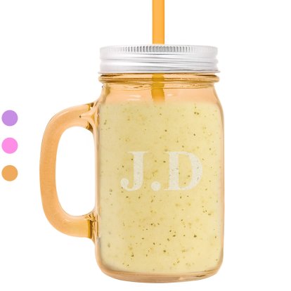 Personalised Jar with Straw - Initials