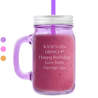 Personalised Jar with Straw