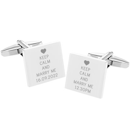 Personalised Keep Calm and Marry Me Cufflinks