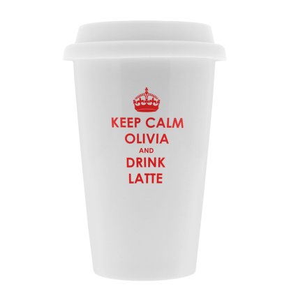 Personalised Keep Calm Ceramic Travel Mug