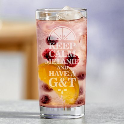 Personalised Keep Calm G and T Hi Ball Glass