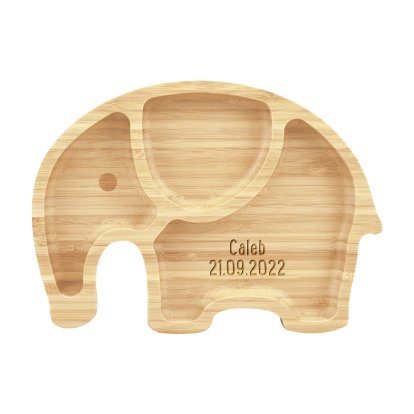 Personalised Kid's Bamboo Elephant Suction Plate