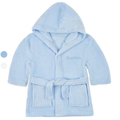 Personalised Kids Hooded Fleece Robe - Blue