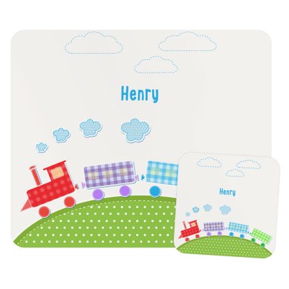 Personalised Kid's Placemat and Coaster Set - Train Design