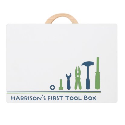 Personalised Kids Wooden Tool Box -  44 Pieces